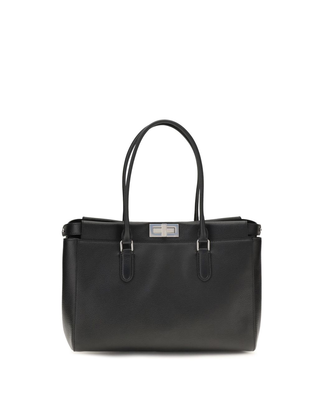 Fendi Black Tote Bag Peekaboo Calfskin Calf Leather
