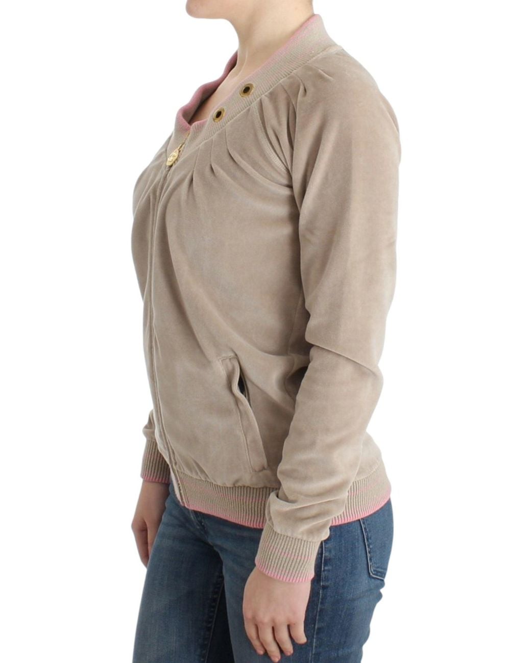 Roberto Cavalli Natural Zip Cardigan With Tone Accents
