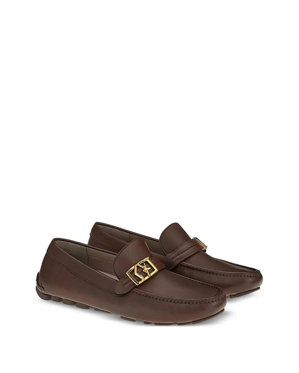 Ferragamo Brown Ferragamo Gancini-Buckle Leather Loafers for men