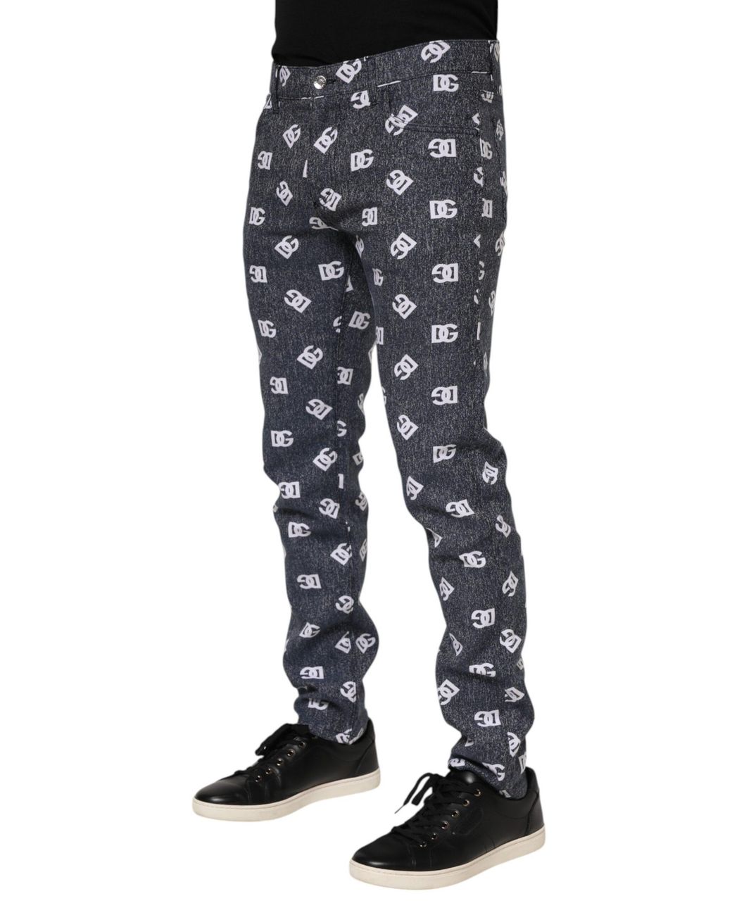 Dolce & Gabbana Blue Logo Print Slim Fit Jeans for men