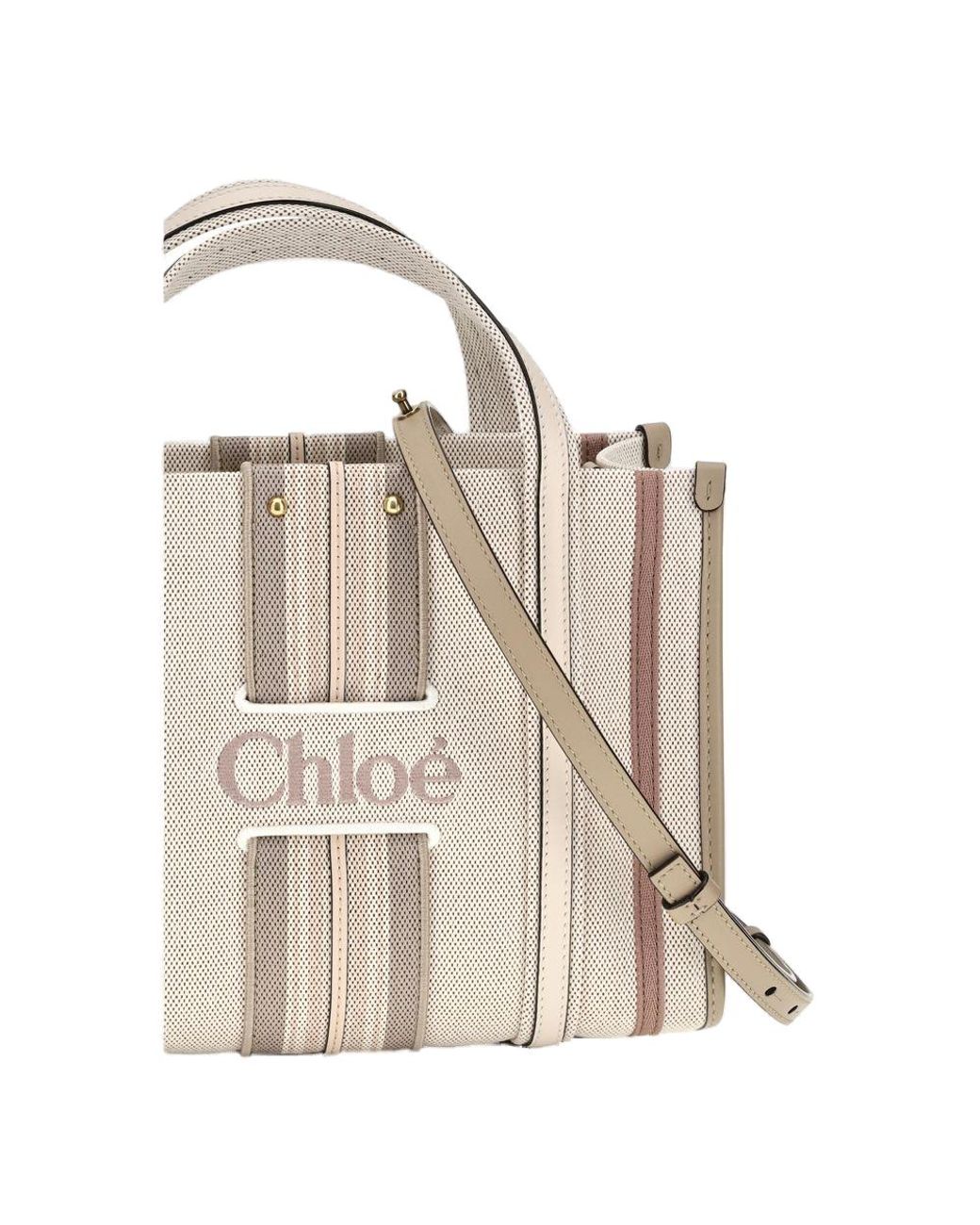 Chloé White Chloé Woody Tote Bag