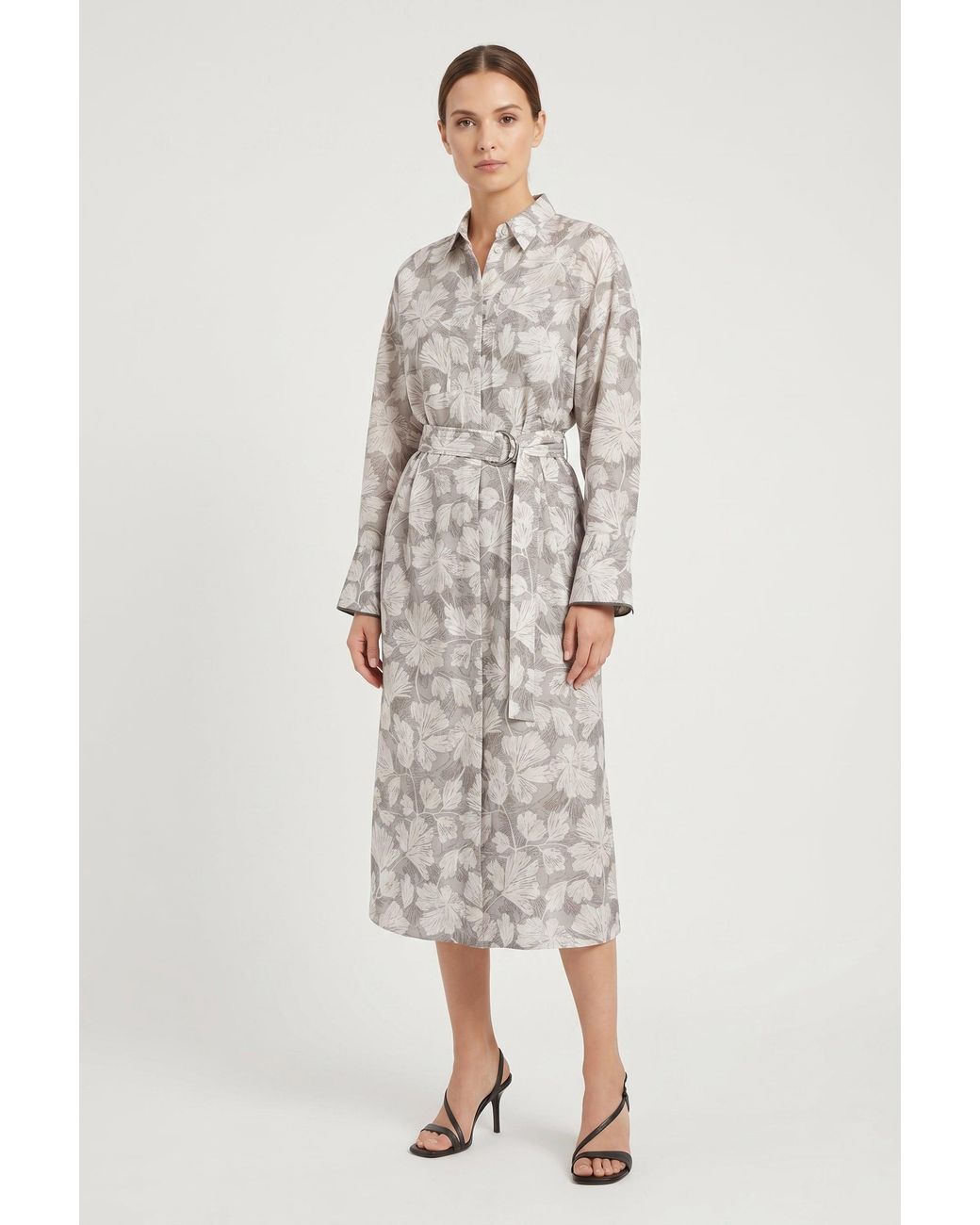 Brunello Cucinelli Natural Light Silk Shirt Dress