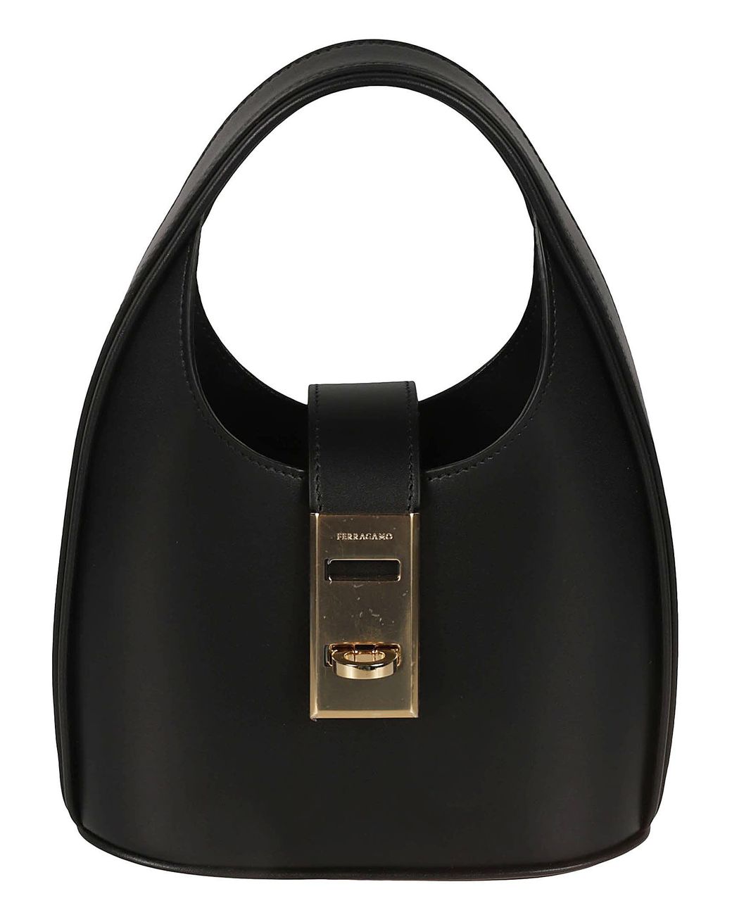 Ferragamo Leather Gancini Hobo Bag in Black | Lyst