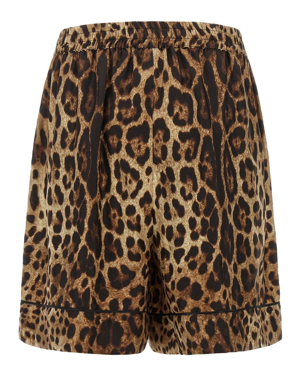 Dolce & Gabbana Brown Dolce & Gabbana Leopard-Print Silk Satin Shorts
