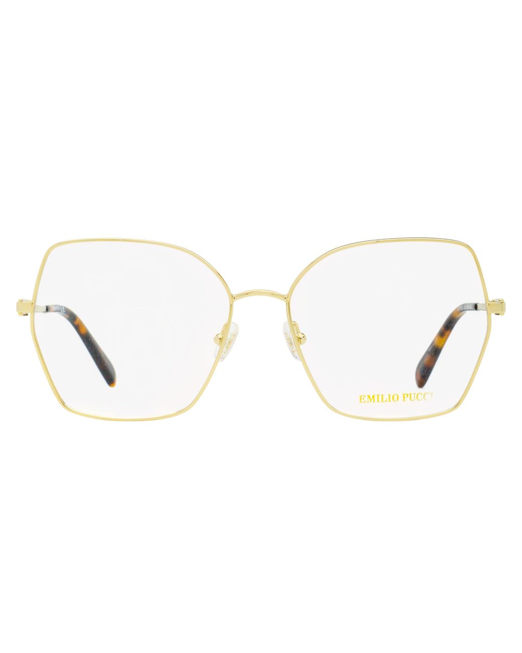 Emilio Pucci Black Pucci Geometric Butterfly Eyeglasses Ep5213 032-Havana 56Mm Metal/Plastic (Acetate)
