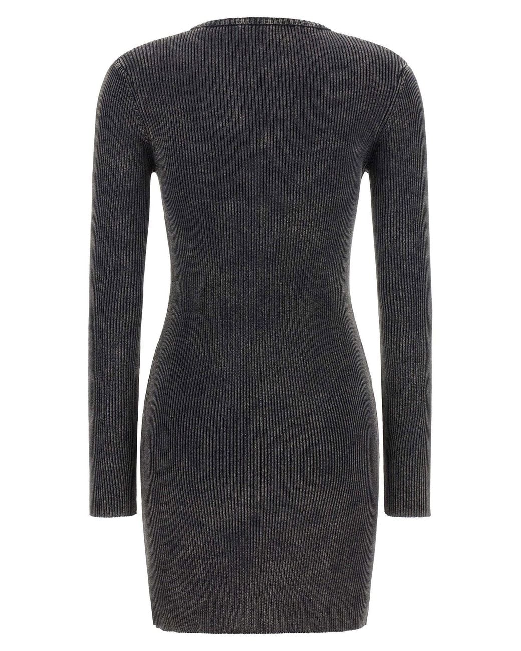 DIESEL Black Ribbed Cotton Mini Dress