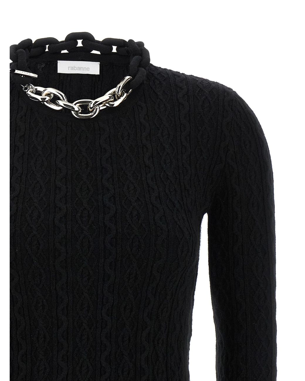 Rabanne Black Necklace Sweater Wool Cashmere Sweater, Cardigans