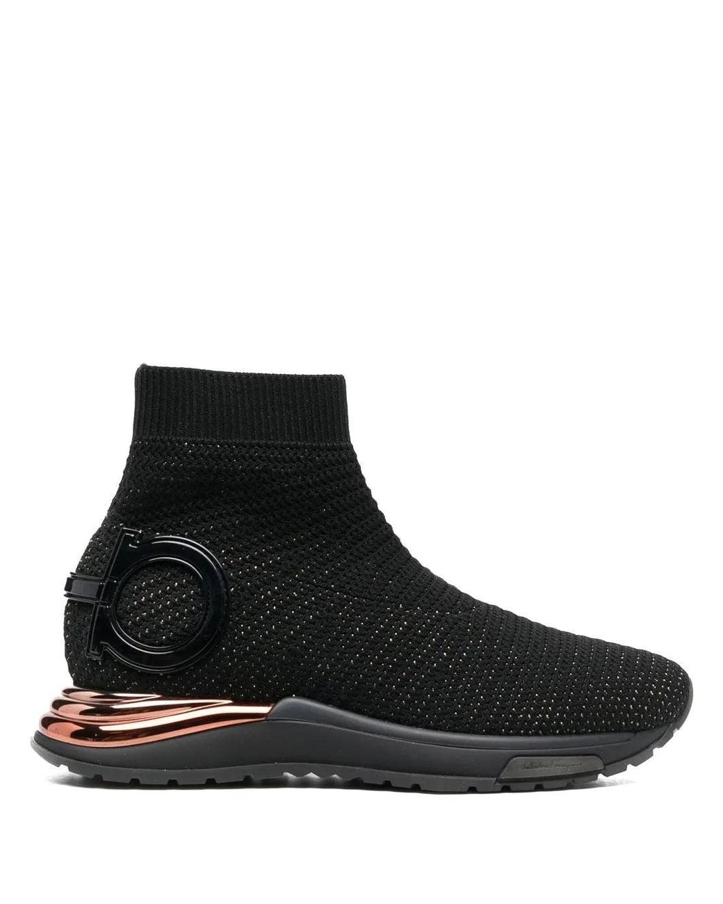 Ferragamo Black Gardena Sock Ankle Sneakers 035222756164