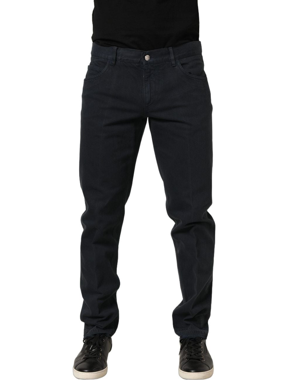Dolce & Gabbana Blue Cotton Mid Waist Skinny Denim Jeans Clothing for men