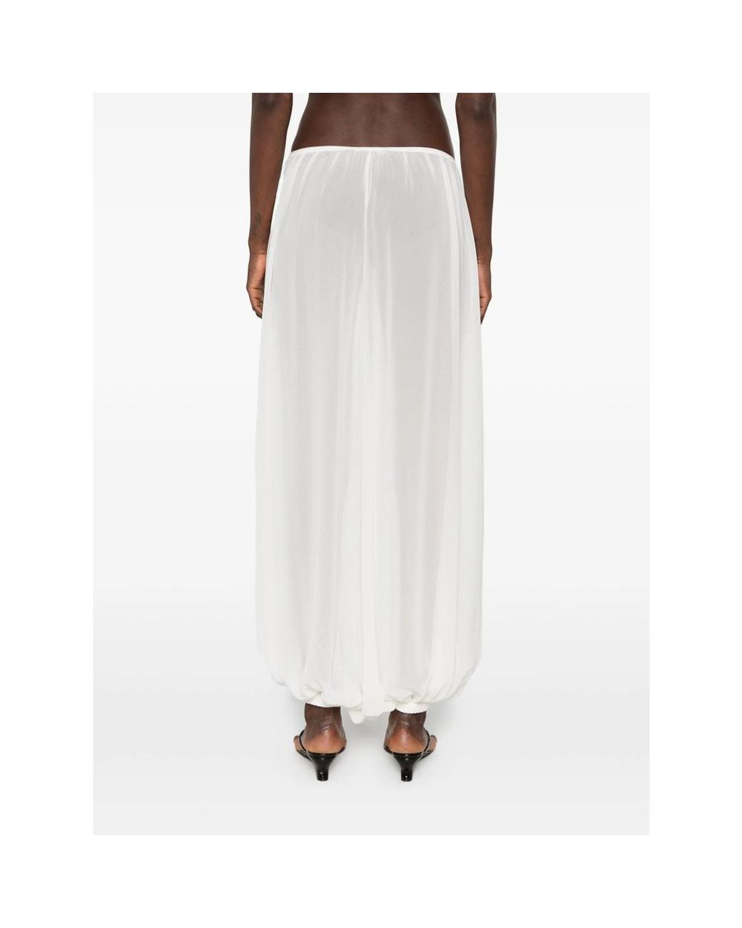 Frankie Shop White Mio Sheer Wide-Leg Trousers Polyester Straight
