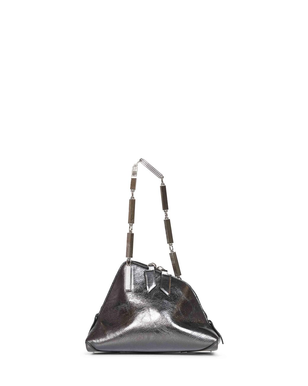 The Attico Gray Dark "La Scala" Clutch With Shoulder Strap