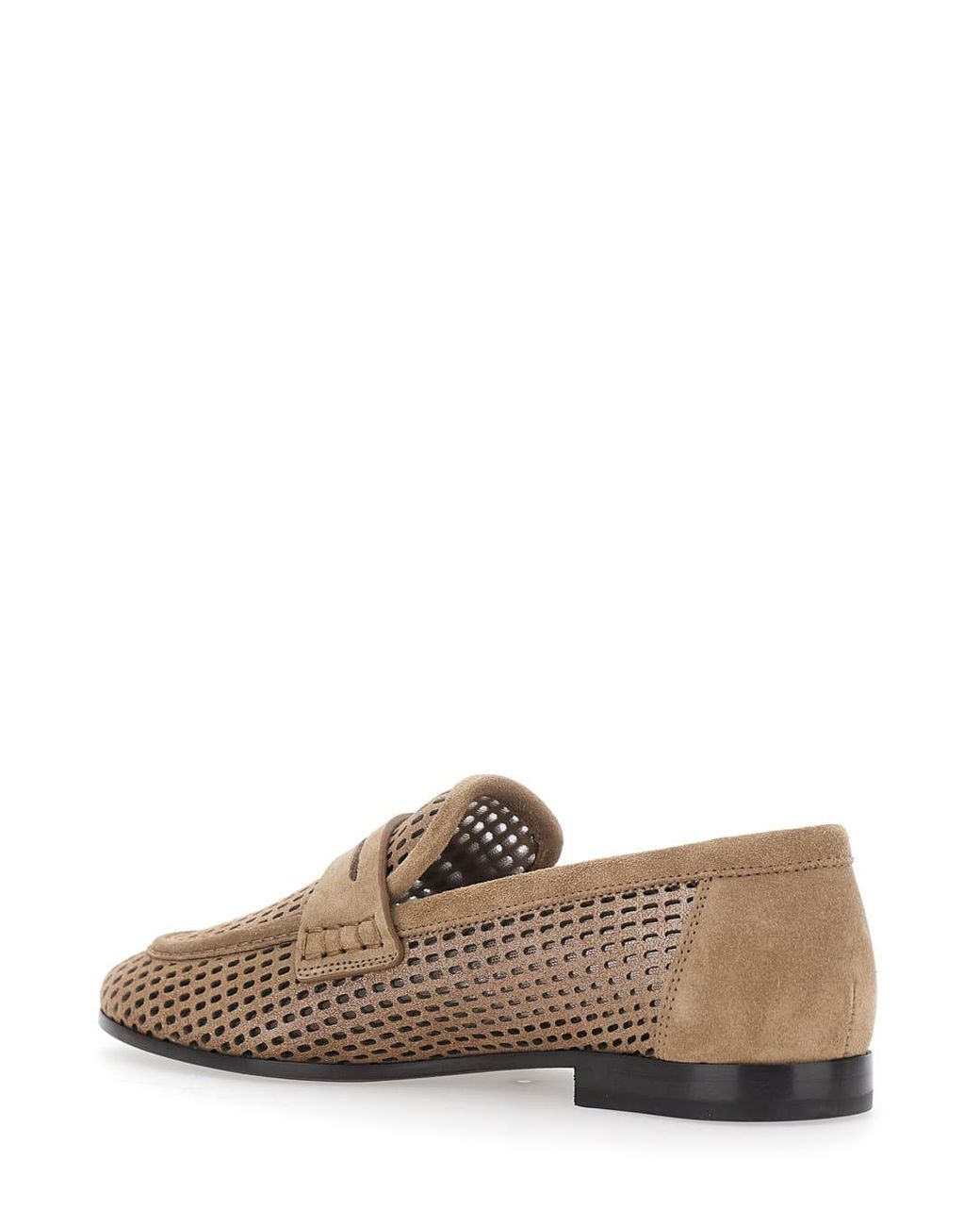 Brunello Cucinelli Brown Slip-On Loafers With Perforated Design