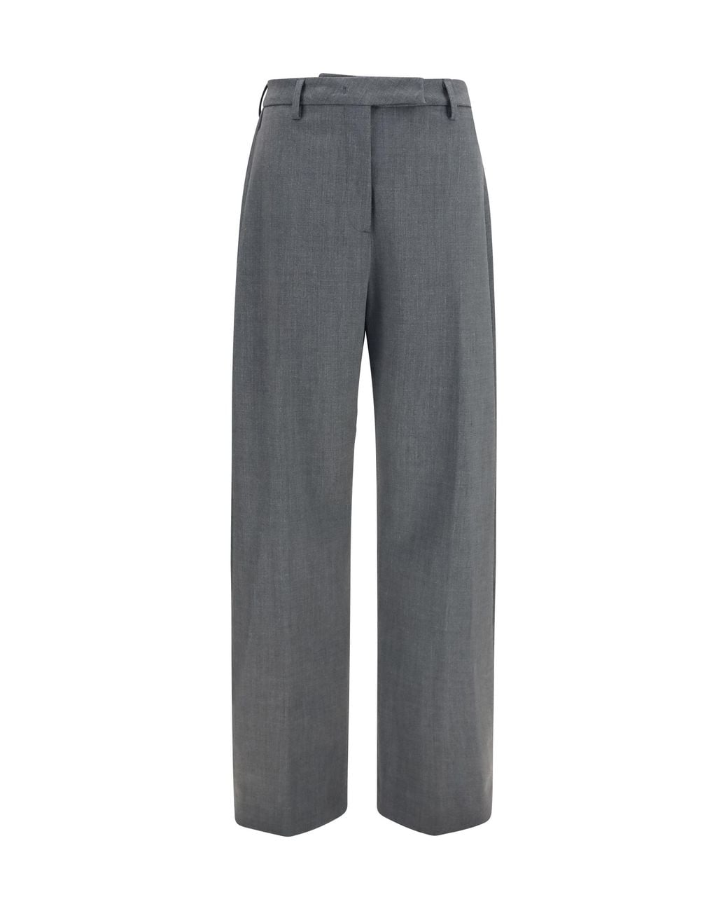 Thelatest Gray Pants Straight-Leg Wool-Blend Polyester Trousers