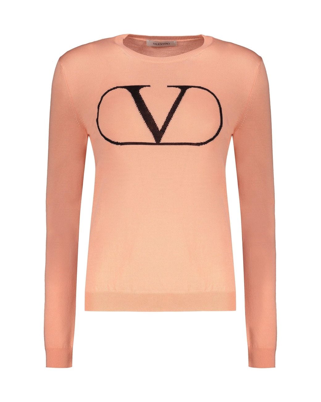 Valentino Pink Coral Wool Crewneck Sweater
