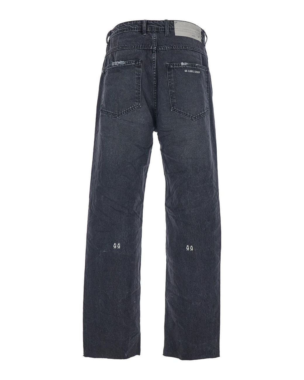 44 Label Group Blue Jeans With Logo Patch On The Rear And Side Strap for men