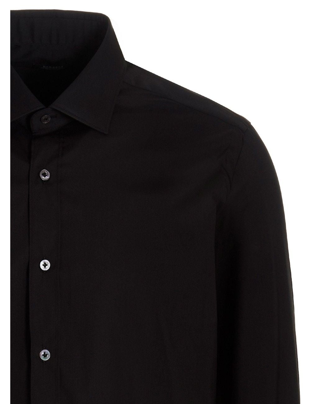 Barba Napoli Black Cotton Poplin Shirt