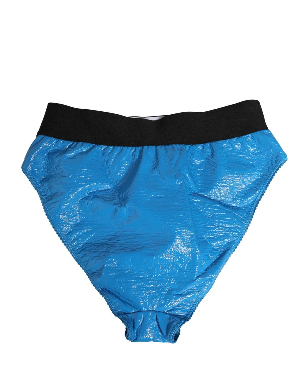 Dolce & Gabbana Blue Logo Waistband High Waist Brief Underwear Cotton Polyurethane Clothing