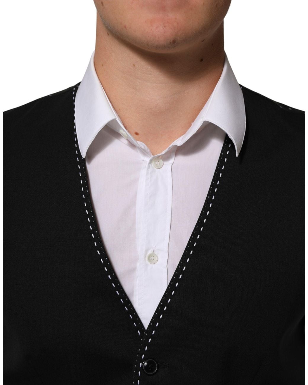 Dolce & Gabbana Black Wool Dress Formal Waistcoat Vest 03+Wv for men