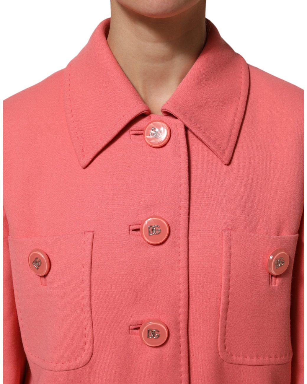 Dolce & Gabbana Pink Buttoned Down Trench Coat Jacket Clothing