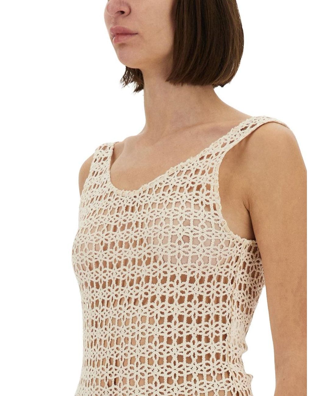 Alysi White Alysi Macramé Cotton Bodysuit