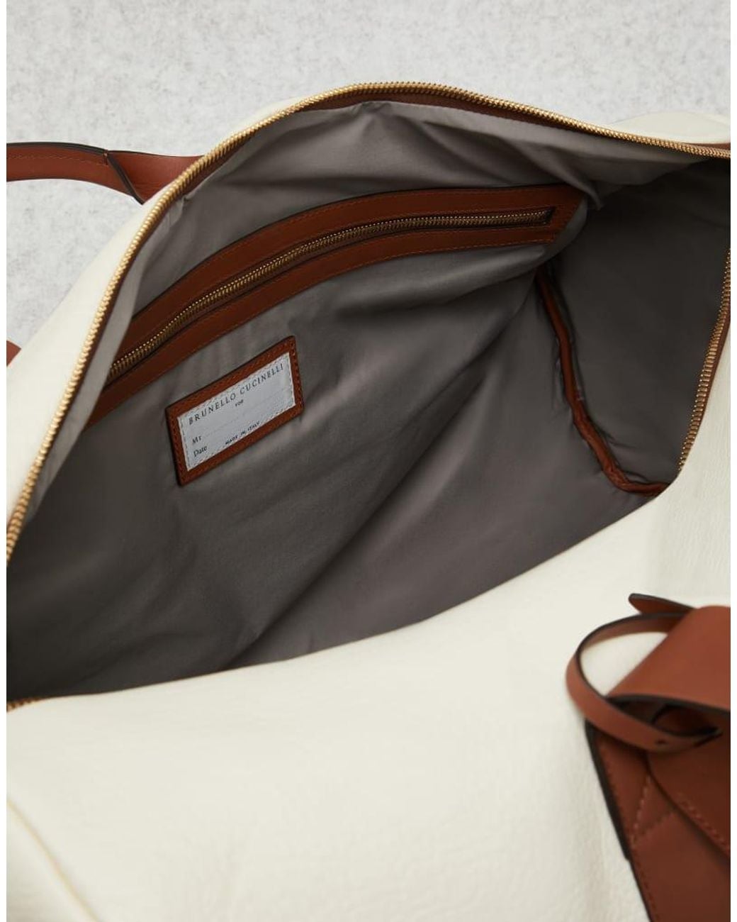 Brunello Cucinelli Metallic Leather Duffle Bag for men