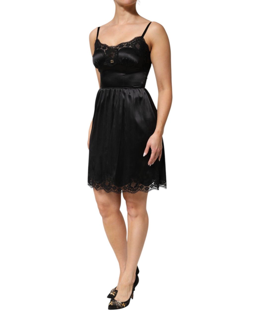 Dolce & Gabbana Black Lace Trimmed Slip Dress
