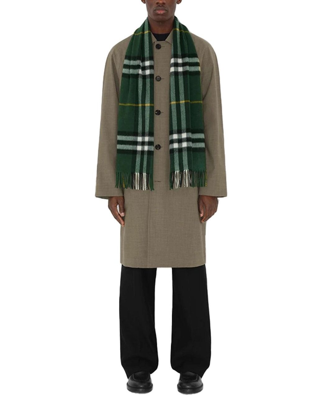Burberry Green Check Cashmere Scarf D