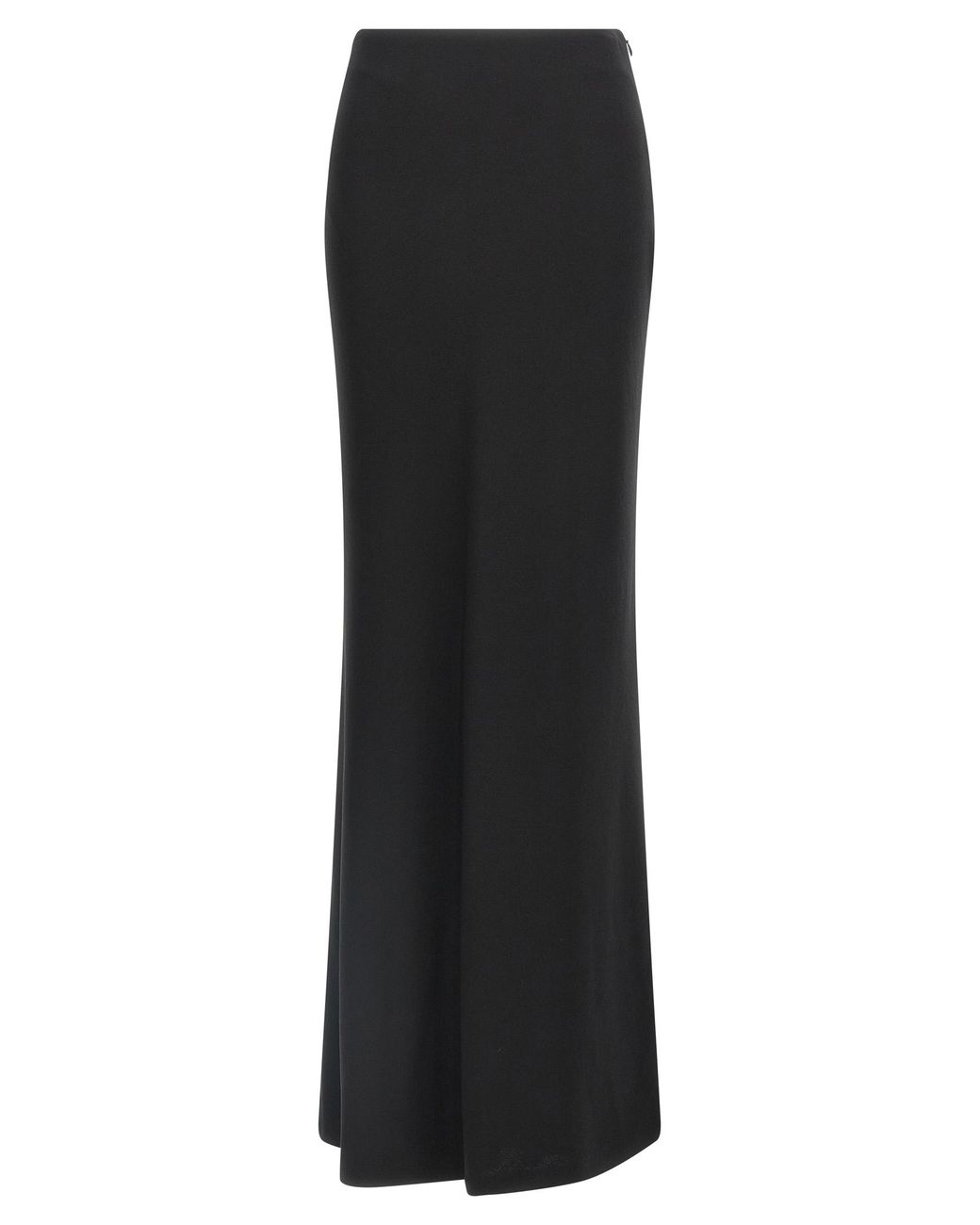 Alessandra Rich Black Fluid Silk Crepe Maxi Skirt With Lined Elegance