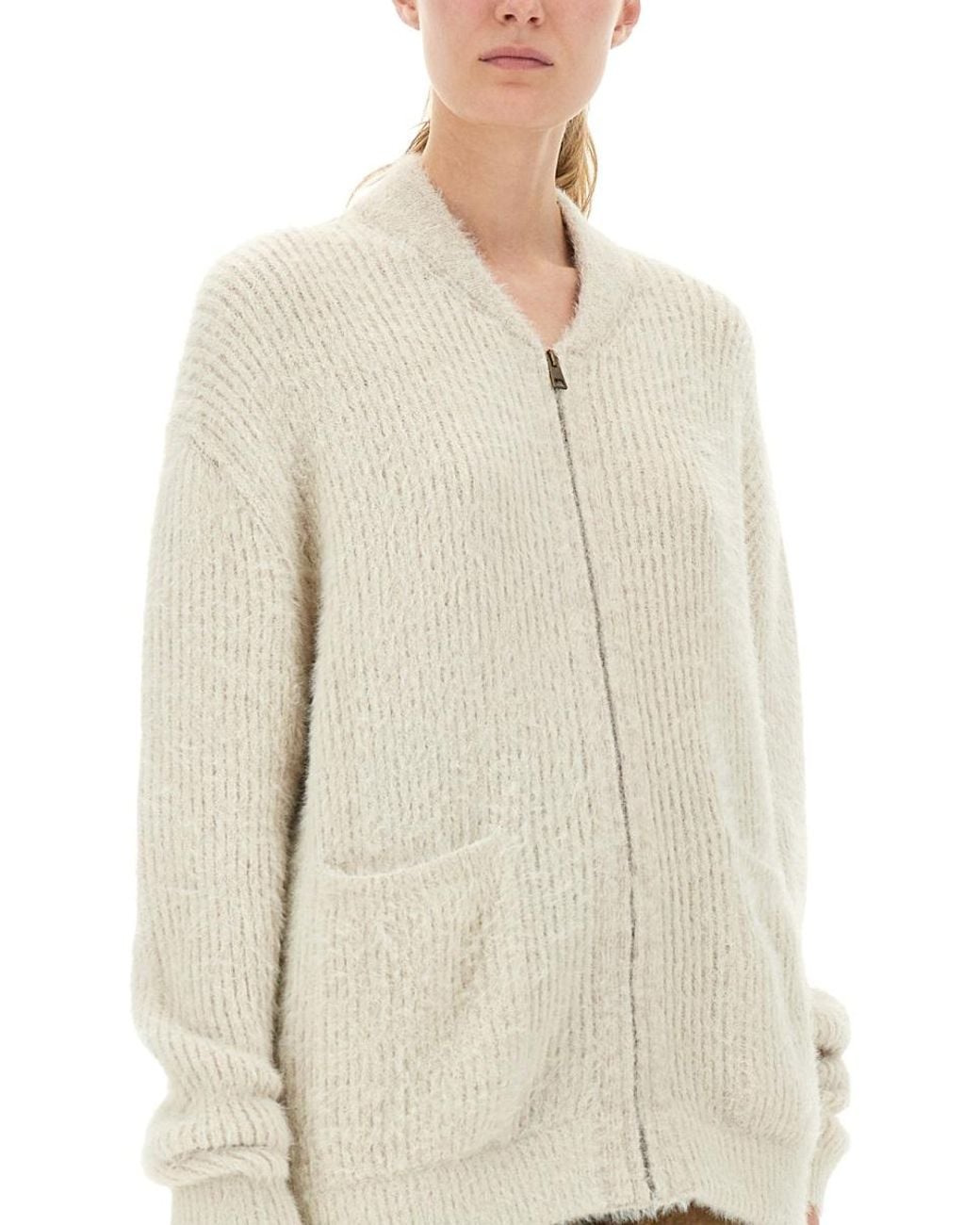 Uma Wang Natural Uma Wang Wool Blend Knit Cardigan
