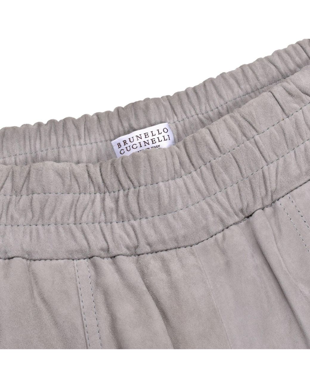 Brunello Cucinelli Gray Light Suede Trousers