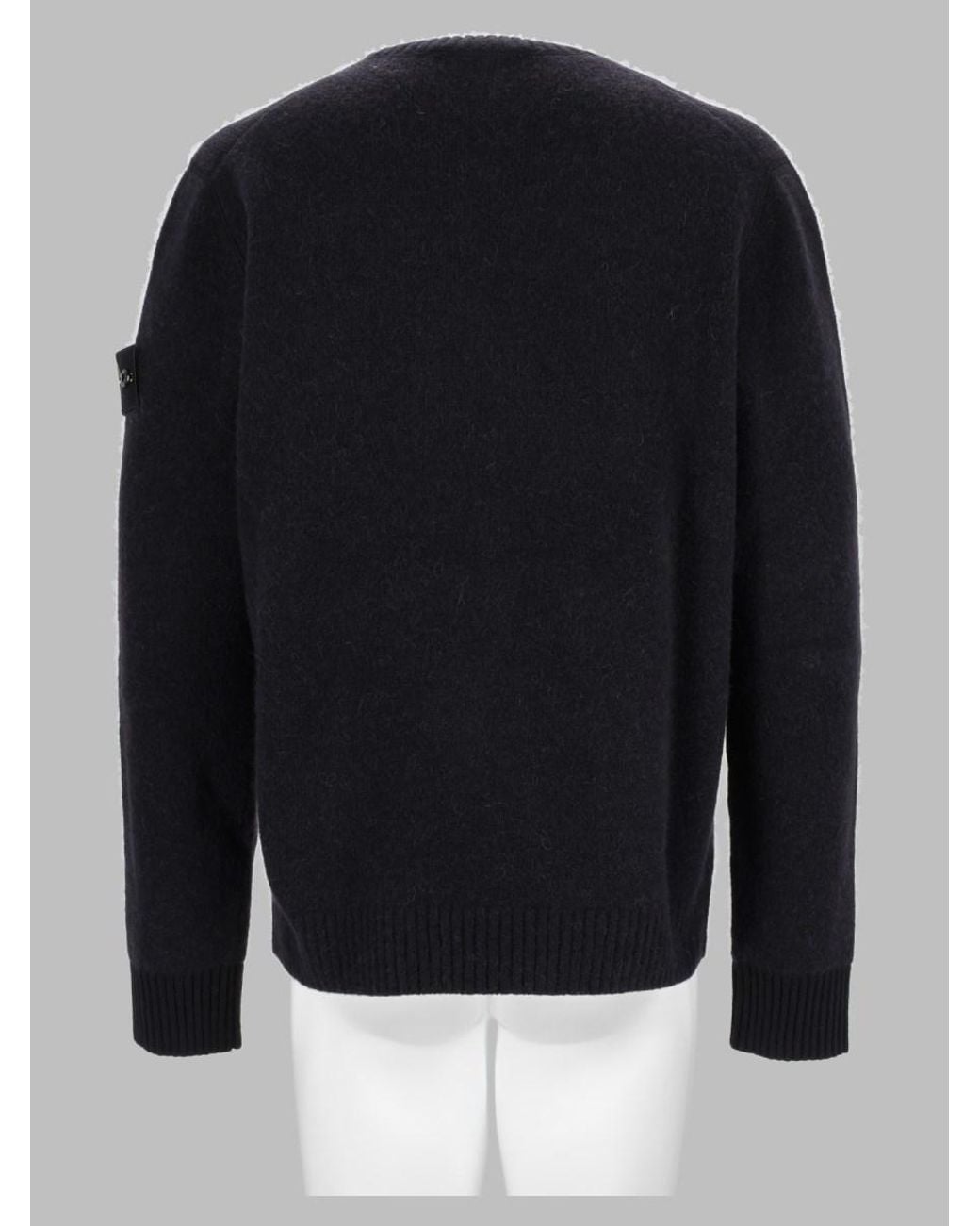 Stone Island Black Alpaca Wool Blend Jumper With Logo Patch Sweater for men