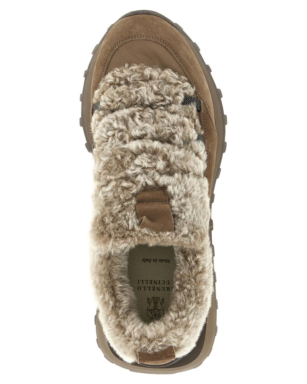 Brunello Cucinelli Brown Brunello Cucinelli Shearling-Lined Suede Sneaker