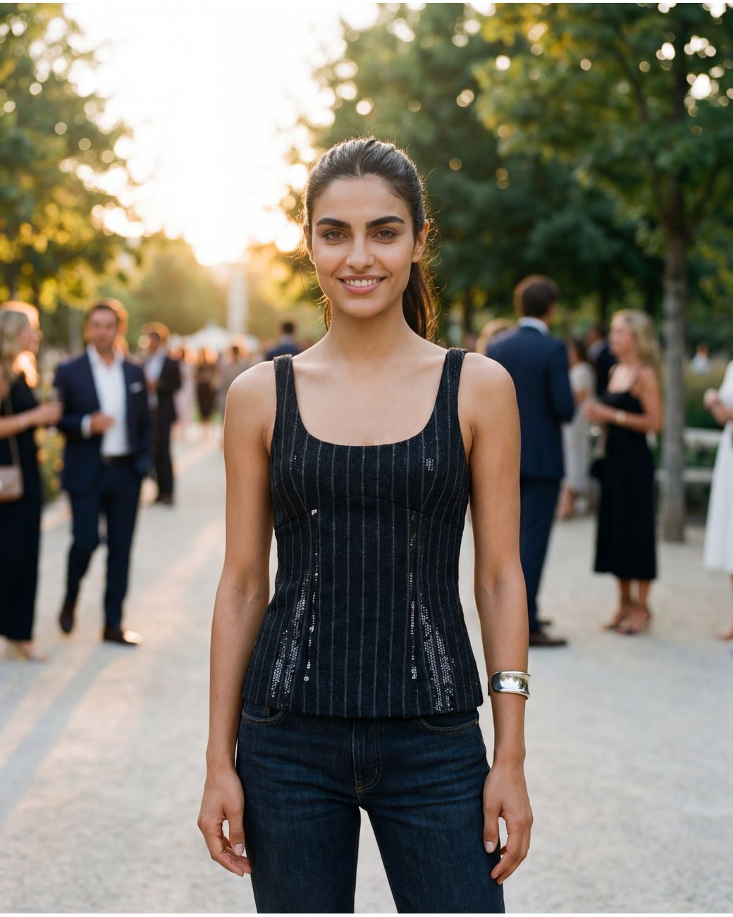 Brunello Cucinelli Blue Dark Sequin Tank Shirt
