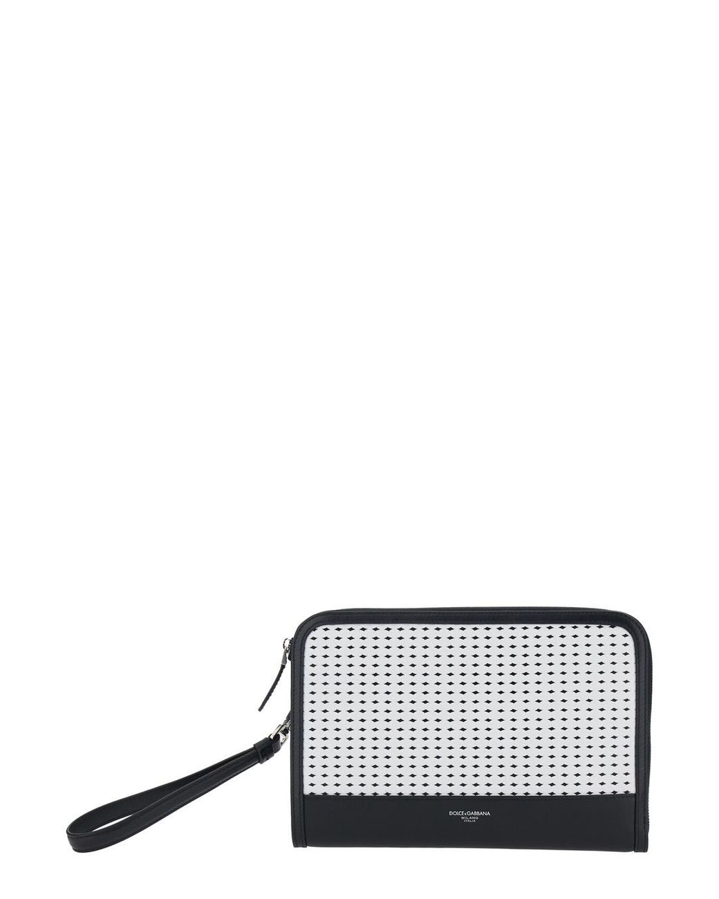 Dolce & Gabbana White Clutch With Woven Motif On The Front Abd Removable Wrist Strap for men