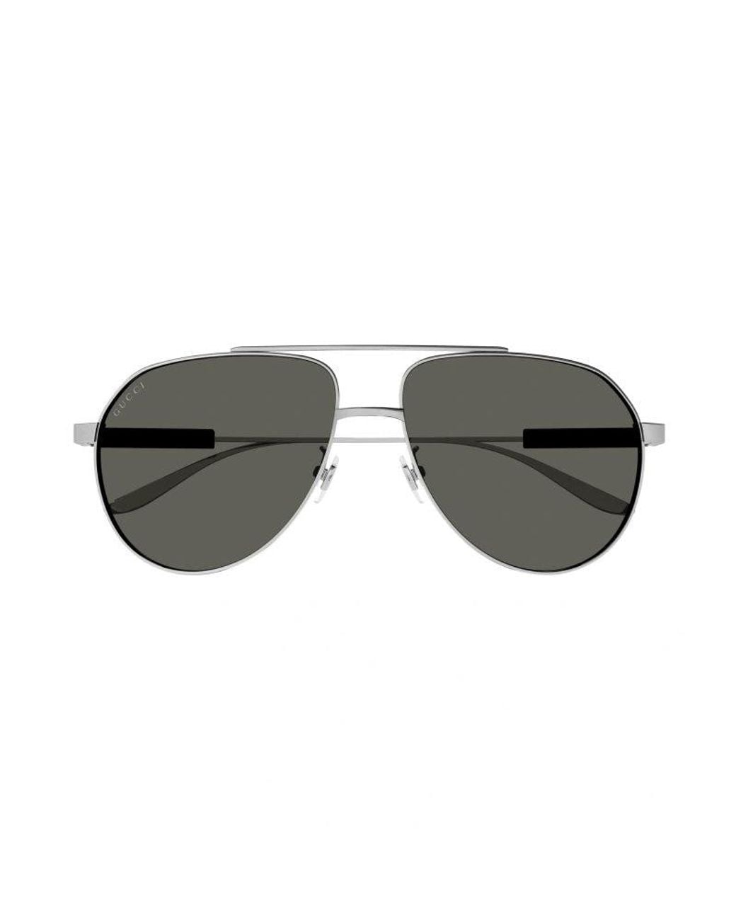 Gucci Gray Sunglasses Aviator Full Rim, Ruthenium Frame And Lens Gg1311S001 for men