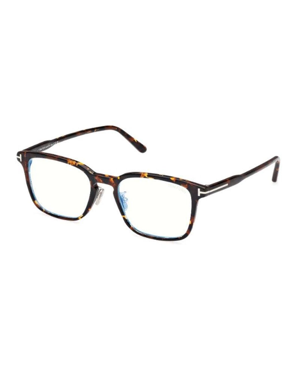Tom Ford Brown Eyeglasses Square Full Rim, Havana Frame And Clear--Light Block Lenses Lens Ft5928-D-B056 Sunglasses for men