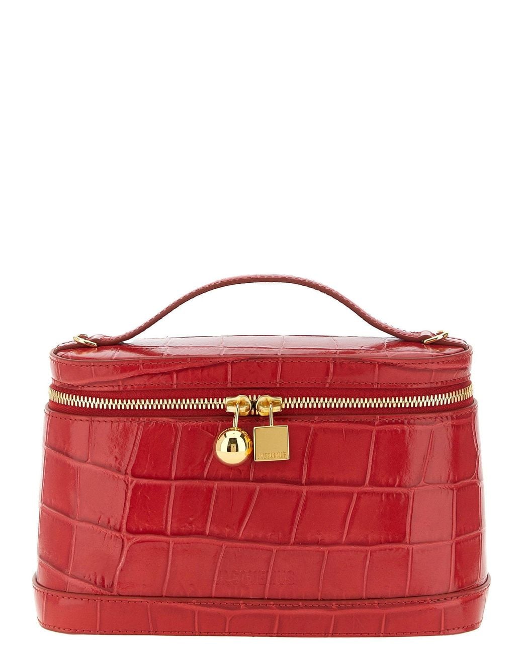 Jacquemus Red Le Petit Vanity Calfskin Leather Top Handle Bag