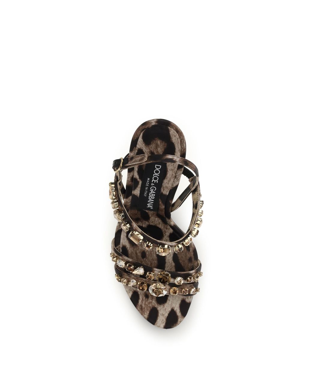 Dolce & Gabbana White Keira Leopard-Print Sandals Fabric