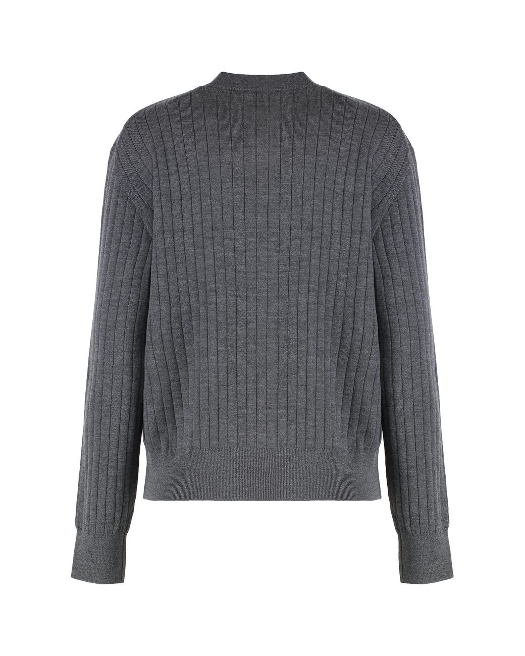 Bottega Veneta Gray Bottega Veneta Ribbed Wool Cardigan