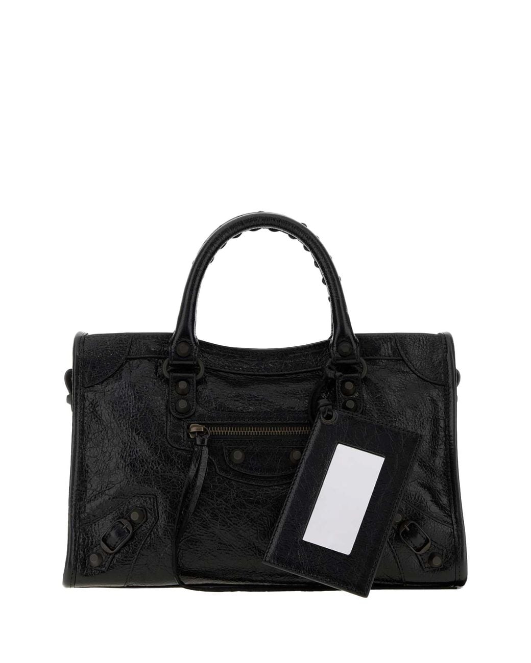 Balenciaga Black Balenciaga Lambskin Leather Top Handle Bag