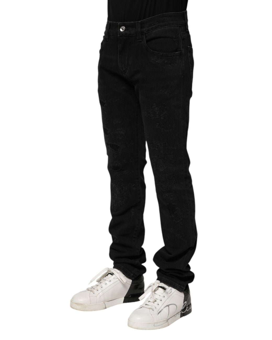 Dolce & Gabbana Black Cotton Skinny Denim Jeans for men