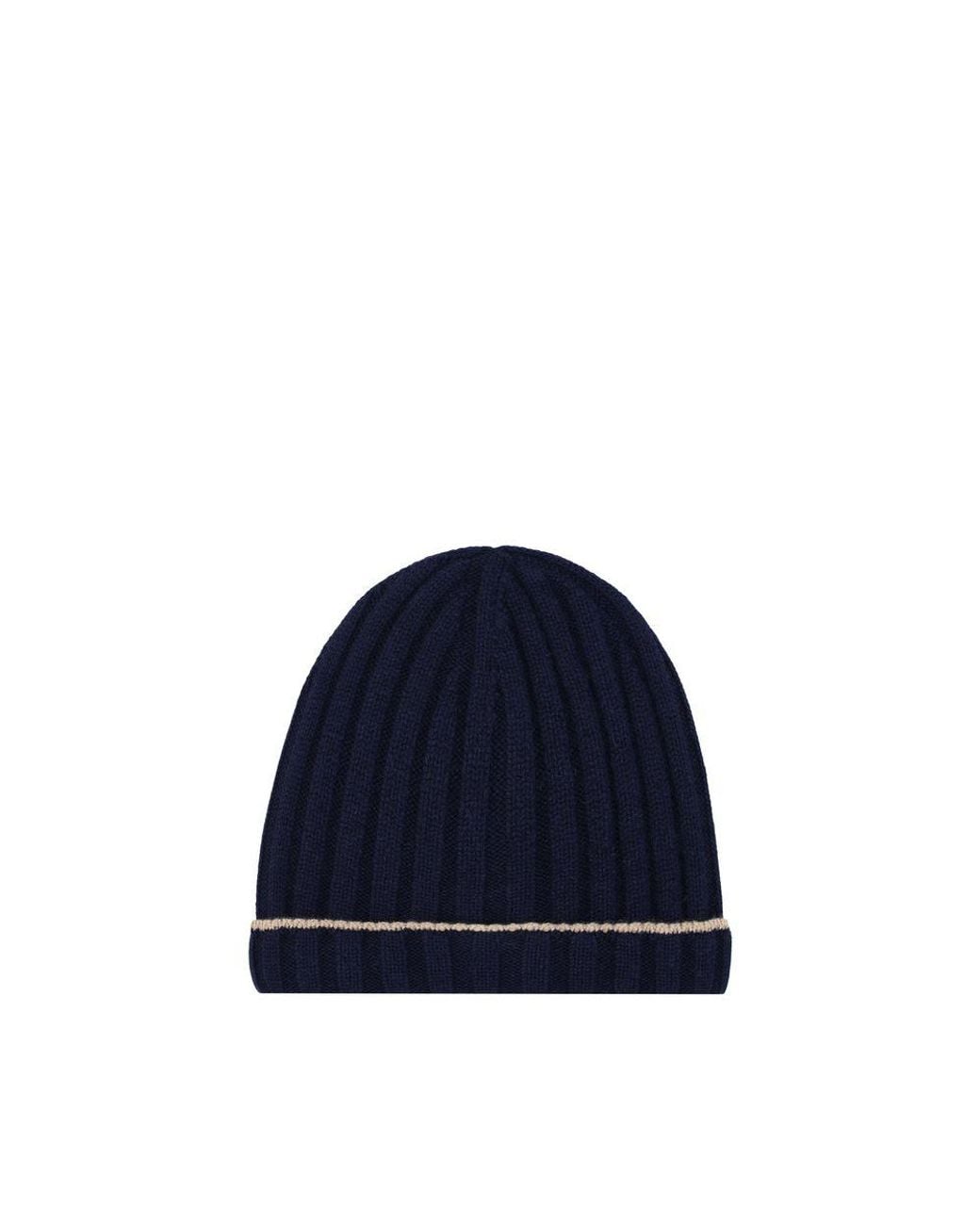Brunello Cucinelli Blue Cashmere Beanie for men
