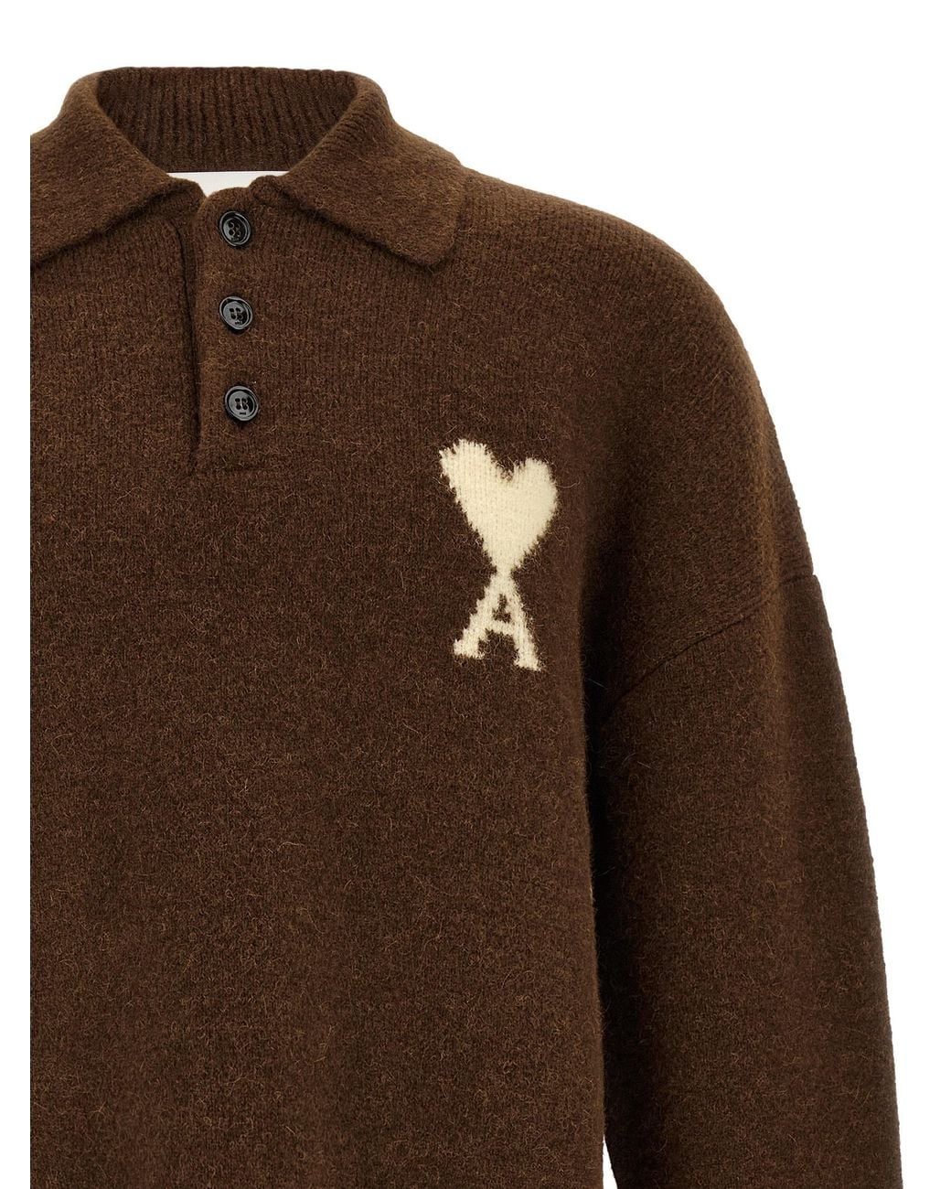 AMI Brown 'Ami De Coeur' Polo Shirt for men