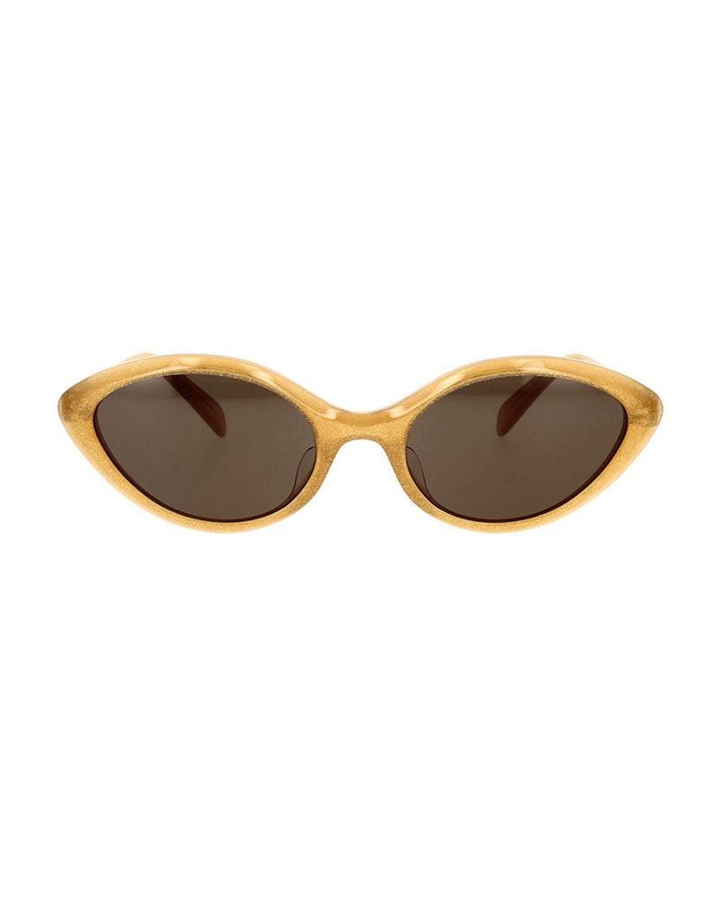 Céline Brown Sunglasses Cat Eye Full Rim, Shiny Milky Peach With Glitter Frame And Lens Cl40264U59E