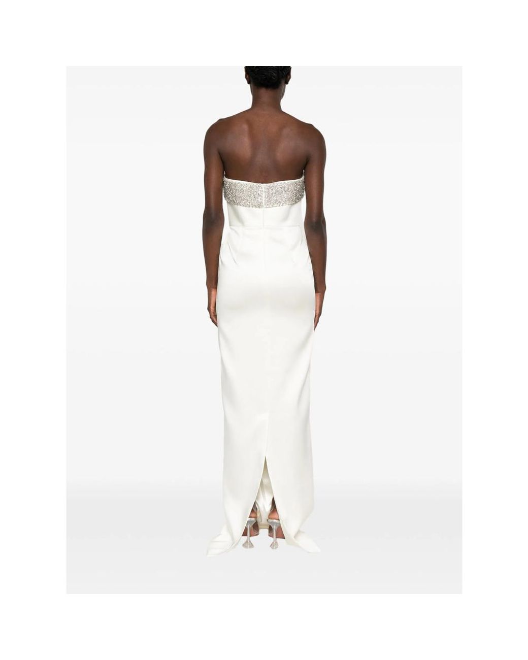 New Arrivals White Strapless Embellished Dress Polyester Evening