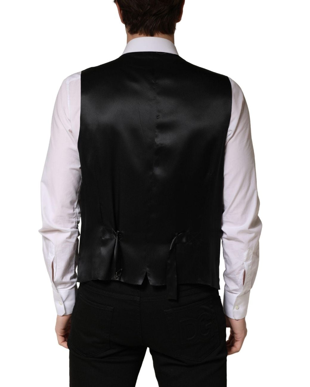 Dolce & Gabbana Black Wool Single Breasted Men Waistcoat Vest for men