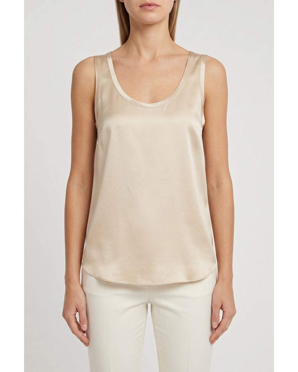 Brunello Cucinelli White Light Silk Tank Top