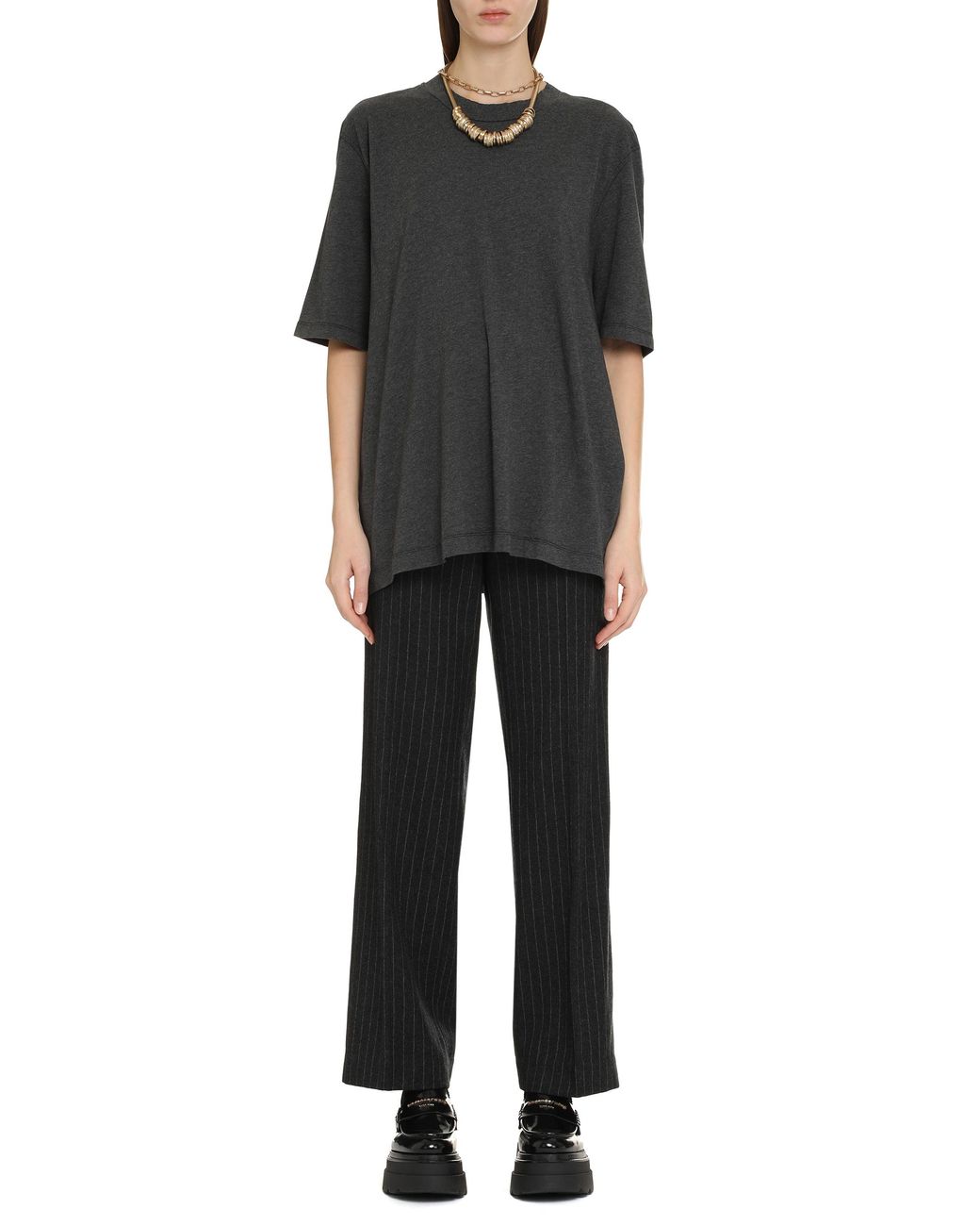 MICHAEL Michael Kors Black Pinstriped Wool Trousers Straight