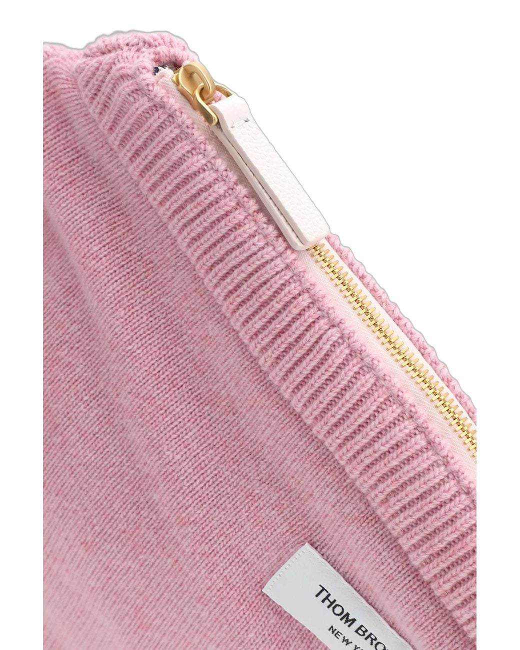 Thom Browne Pink Thom Browne Cropped Merino Wool With Striped Trim Sweater