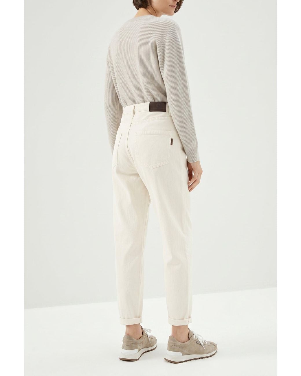 Brunello Cucinelli Natural Relaxed Cotton Trousers